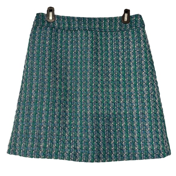 J.Crew Dresses & Skirts - J.Crew Green Navy Tweed Mini Skirt‎ Textured A-Line Size 6 Metallic Workwear